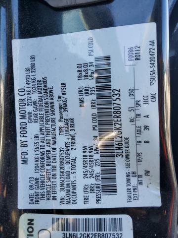 3LN6L2GK2ER807532 - 2014 LINCOLN MKZ BLACK photo 12