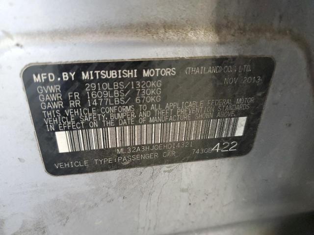 ML32A3HJ0EH014321 - 2014 MITSUBISHI MIRAGE DE SILVER photo 12