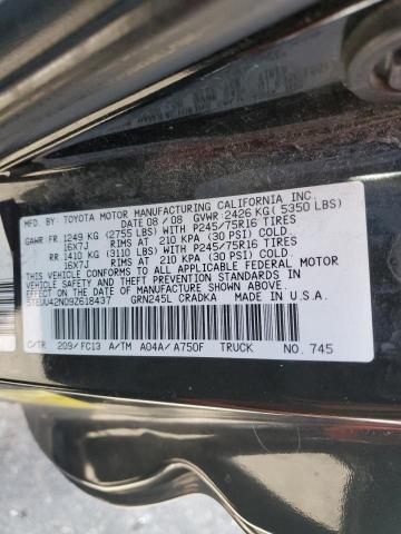 5TEUU42N09Z618437 - 2009 TOYOTA TACOMA ACCESS CAB BLACK photo 12