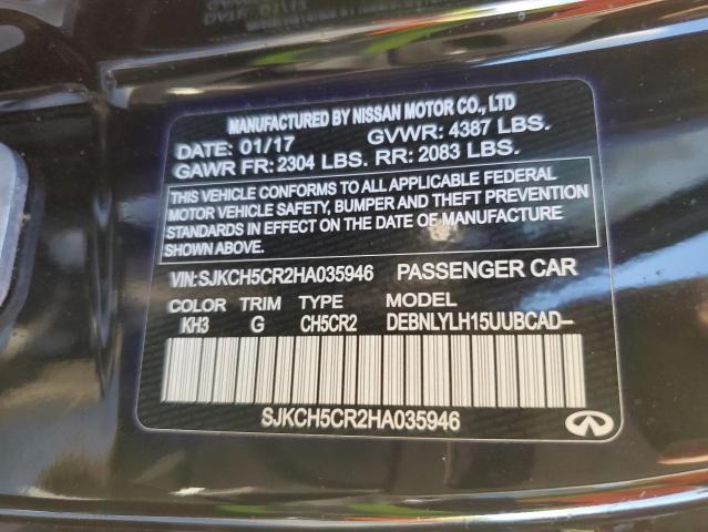 SJKCH5CR2HA035946 - 2017 INFINITI QX30 BASE BLACK photo 12