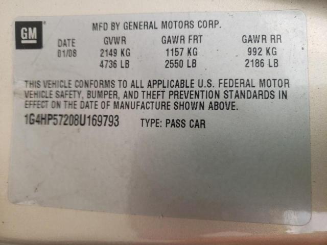 2G4WD552971132013 - 2007 BUICK LACROSSE CXL TAN photo 10