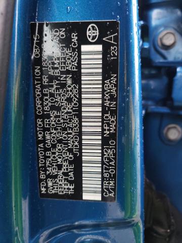 JTDKDTB38F1109282 - 2015 TOYOTA PRIUS C BLUE photo 12