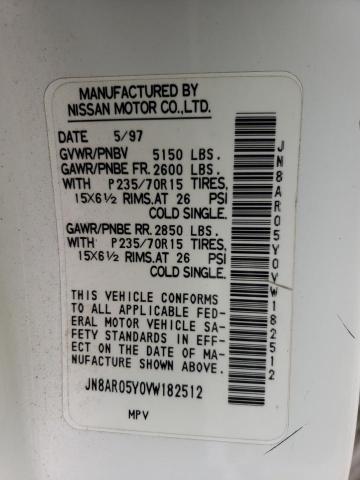 JN8AR05Y0VW182512 - 1997 NISSAN PATHFINDER LE თეთრი ფოტო 12