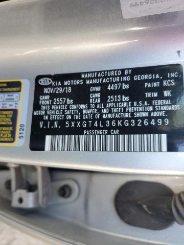 5XXGT4L36KG326499 - 2019 KIA OPTIMA LX SILVER photo 12