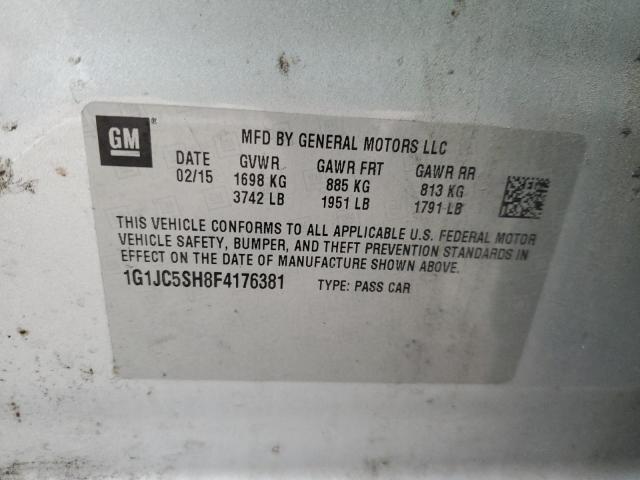 1G1JC5SH8F4176381 - 2015 CHEVROLET SONIC LT SILVER photo 12