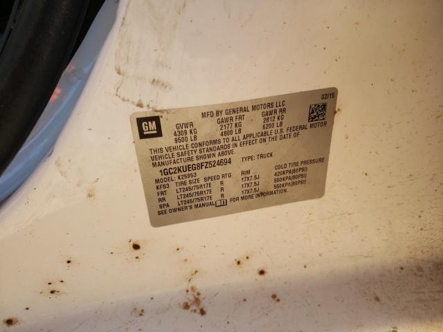 1GC2KUEG8FZ524694 - 2015 CHEVROLET SILVERADO K2500 HEAVY DUTY WHITE photo 10