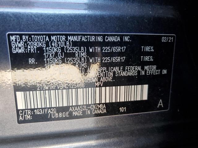 2T3W1RFV9MC125466 - 2021 TOYOTA RAV4 XLE GRAY photo 14