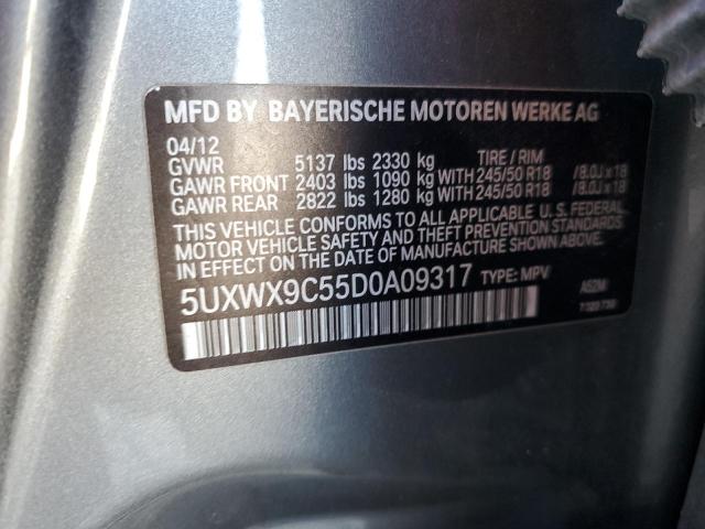 5UXWX9C55D0A09317 - 2013 BMW X3 XDRIVE28I GRAY photo 13