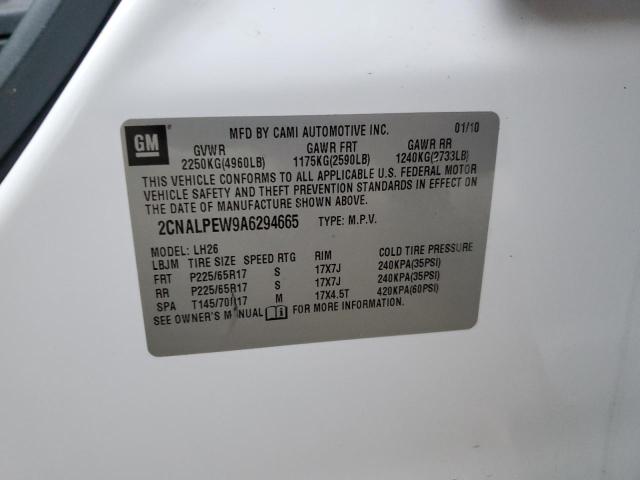 2CNALPEW9A6294665 - 2010 CHEVROLET EQUINOX LT WHITE photo 12