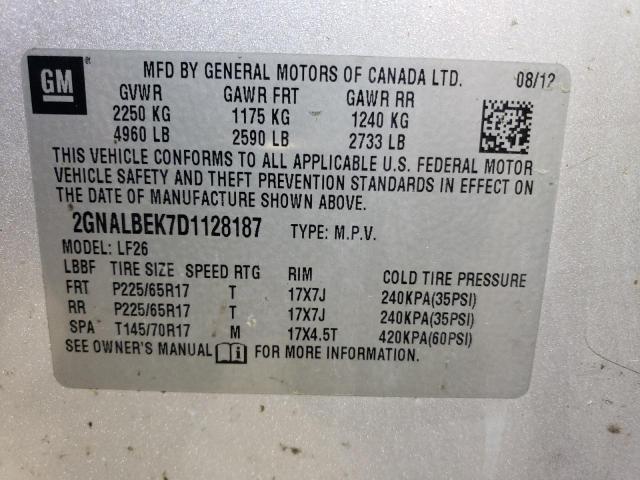 2GNALBEK7D1128187 - 2013 CHEVROLET EQUINOX LS SILVER photo 13