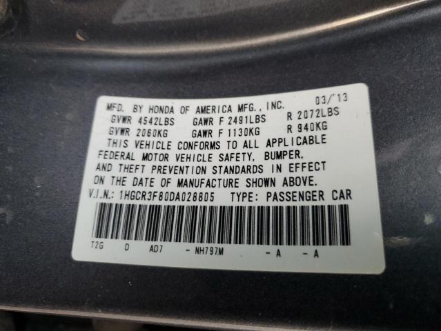 1HGCR3F80DA028805 - 2013 HONDA ACCORD EXL GRAY photo 13