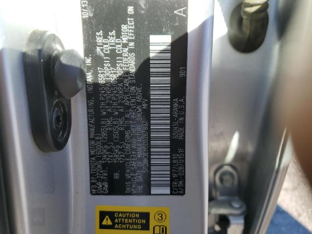 5TDBK3EH5DS267897 - 2013 TOYOTA HIGHLANDER BASE SILVER photo 12