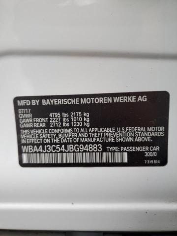 WBA4J3C54JBG94883 - 2018 BMW 430XI GRAN COUPE WHITE photo 13