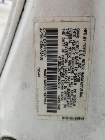 4T1BG12K7TU945190 - 1996 TOYOTA CAMRY DX WHITE photo 12