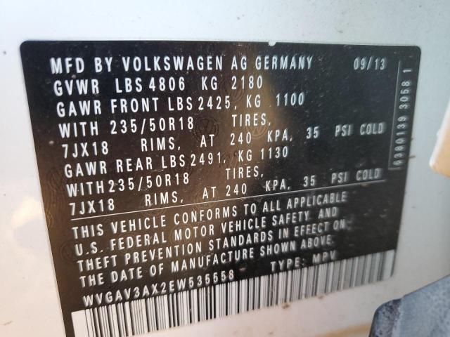 WVGAV3AX2EW535558 - 2017 VOLKSWAGEN TIGUAN S WHITE photo 13