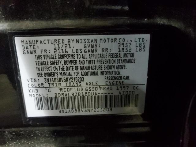 3N1AB8BV5NY215203 - 2022 NISSAN SENTRA S BLACK photo 12