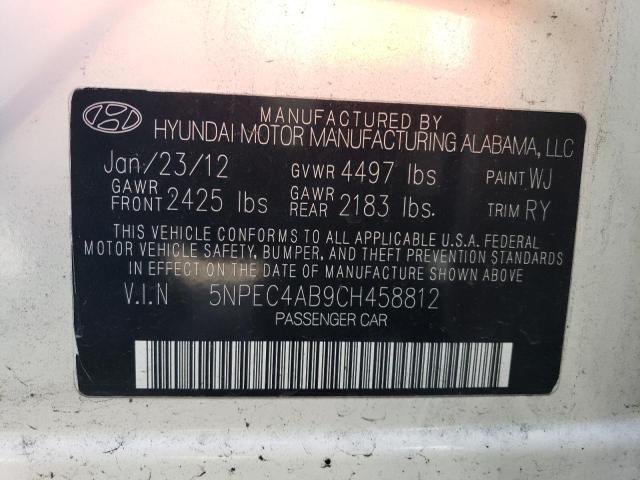 5NPEC4AB9CH458812 - 2012 HYUNDAI SONATA SE WHITE photo 12