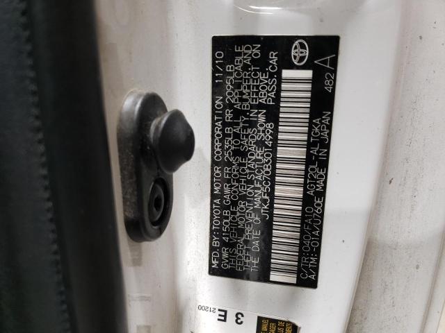 JTKJF5C70B3014998 - 2011 TOYOTA SCION TC 白色 照片 12