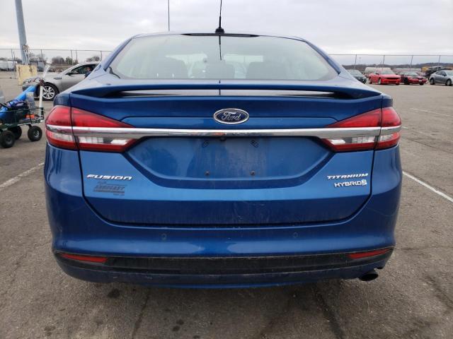 3FA6P0RU4JR103490 - 2018 FORD FUSION TITANIUM/PLATINUM HEV BLUE photo 6