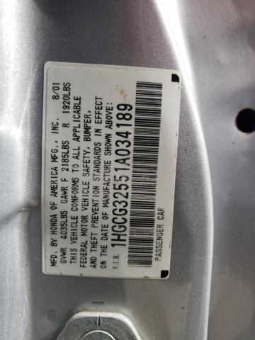 1HGCG32551A034189 - 2001 HONDA ACCORD EX SILVER photo 13