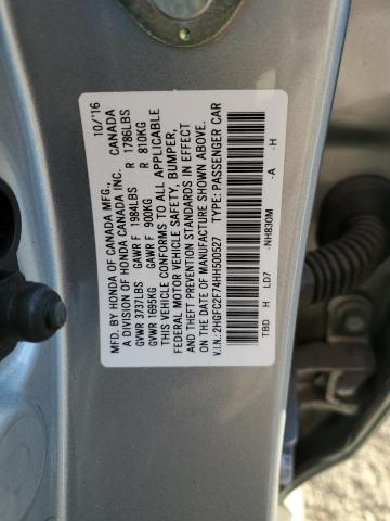 2HGFC2F74HH500527 - 2017 HONDA CIVIC EX SILVER photo 12