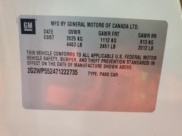 2G2WP552471222735 - 2007 PONTIAC GRAND PRIX 白色 照片 12