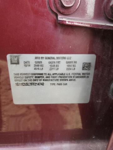 1G11C5SL7FF214742 - 2015 CHEVROLET MALIBU 1LT 勃艮第红 照片 12