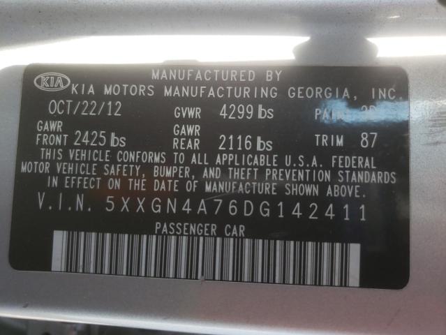 5XXGN4A76DG142411 - 2013 KIA OPTIMA EX SILVER photo 10