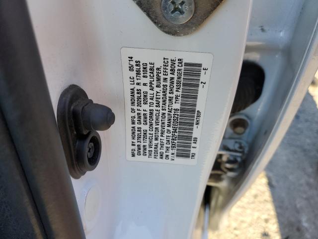 19XFB2F94EE052316 - 2014 HONDA CIVIC EXL WHITE photo 12