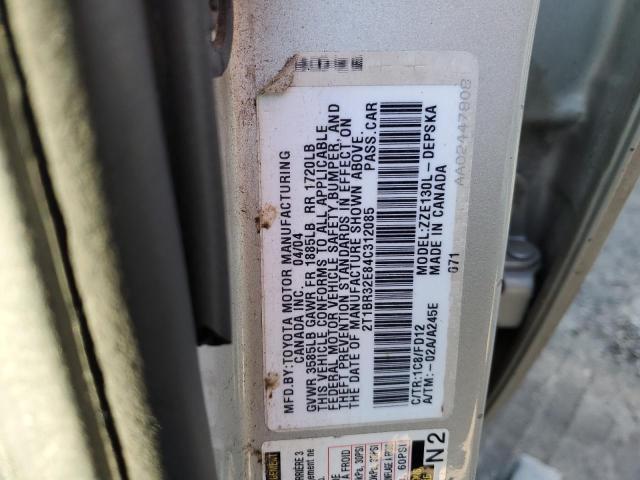 2T1BR32E84C312085 - 2004 TOYOTA COROLLA CE SILVER photo 12