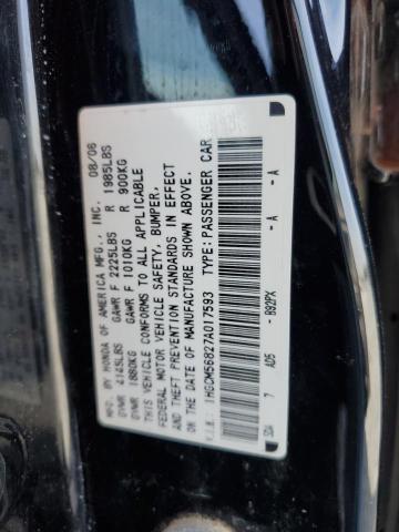 1HGCM56827A017593 - 2007 HONDA ACCORD EX BLACK photo 12