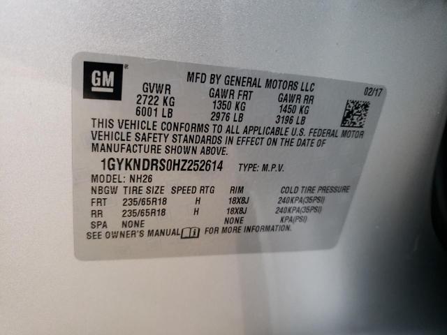 1GYKNDRS0HZ252614 - 2017 CADILLAC XT5 LUXURY SILVER photo 12