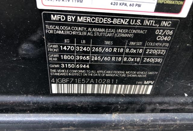 4JGBF71E57A102811 - 2007 MERCEDES-BENZ GL 450 4MATIC BLACK photo 10