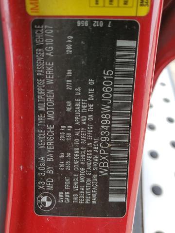 WBXPC93498WJ06015 - 2008 BMW X3 3.0SI RED photo 13