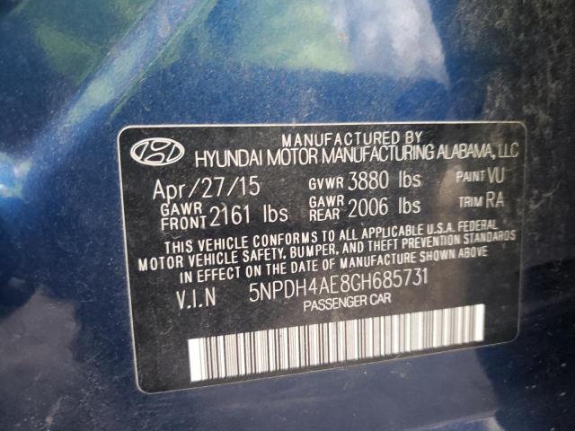 5NPDH4AE8GH685731 - 2016 HYUNDAI ELANTRA SE BLUE photo 12