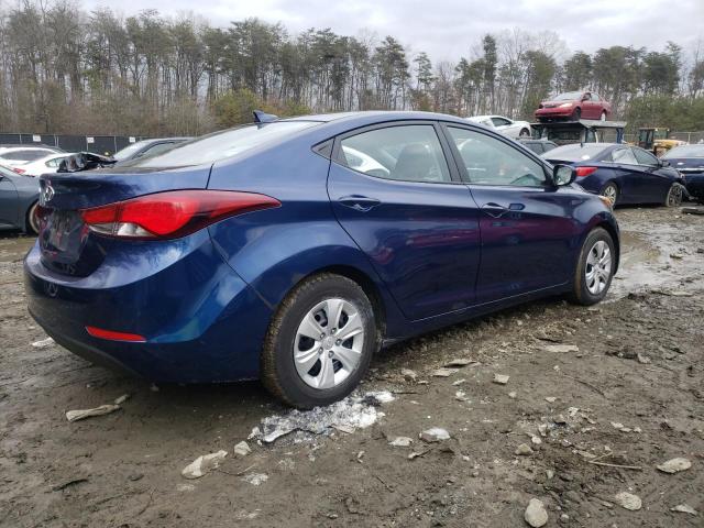 5NPDH4AE8GH685731 - 2016 HYUNDAI ELANTRA SE BLUE photo 3