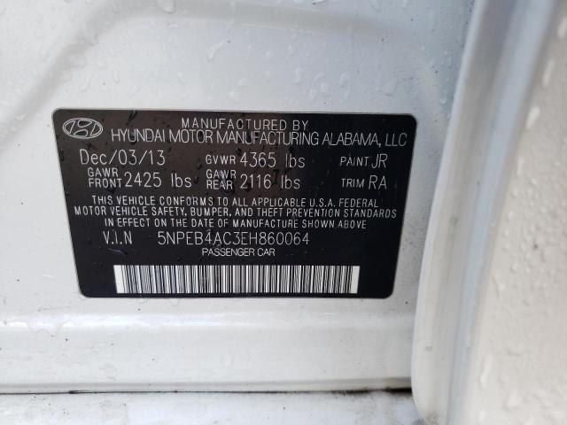 5NPEB4AC3EH860064 - 2014 HYUNDAI SONATA GLS WHITE photo 12