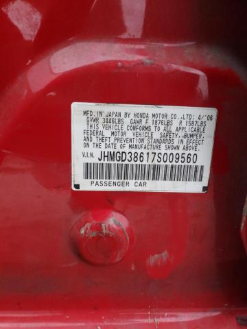 JHMGD38617S009560 - 2007 HONDA FIT S 红色 照片 12