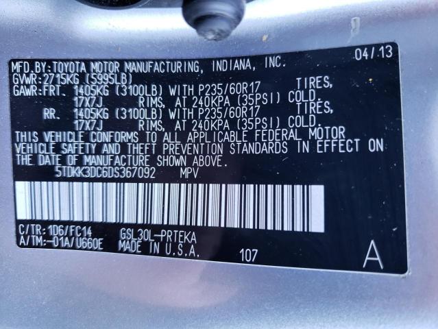 5TDKK3DC6DS367092 - 2013 TOYOTA SIENNA LE SILVER photo 13