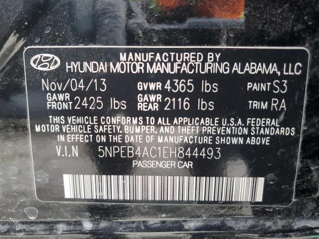 5NPEB4AC1EH844493 - 2014 HYUNDAI SONATA GLS BLACK photo 12