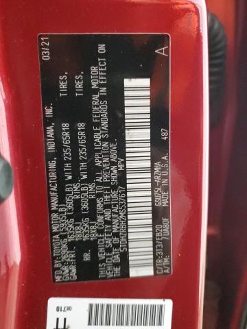 5TDHZRBH2MS537617 - 2021 TOYOTA HIGHLANDER XLE RED photo 13