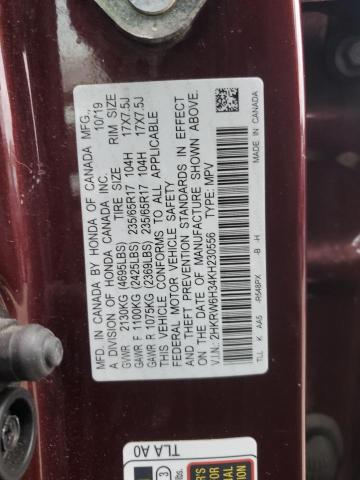 2HKRW6H34KH230556 - 2019 HONDA CR-V LX BURGUNDY photo 13