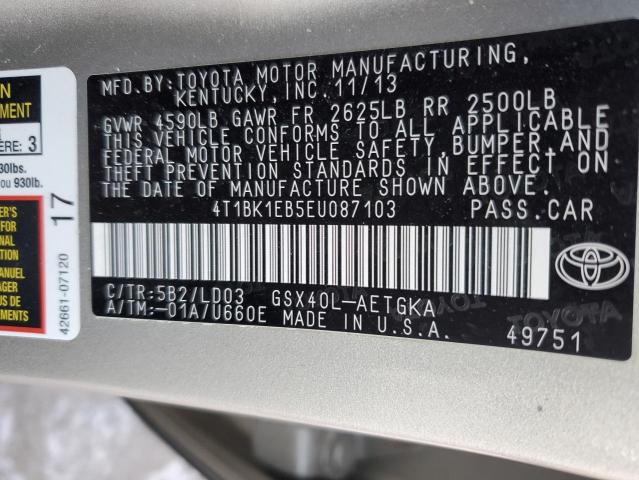 4T1BK1EB5EU087103 - 2014 TOYOTA AVALON BASE 金色 照片 12