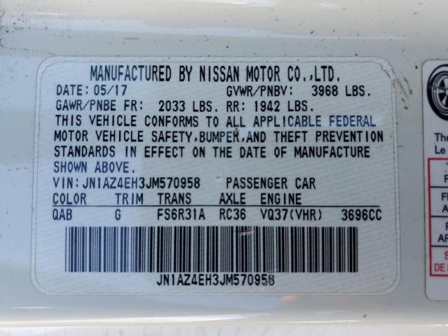 JN1AZ4EH3JM570958 - 2018 NISSAN 370Z BASE WHITE photo 12