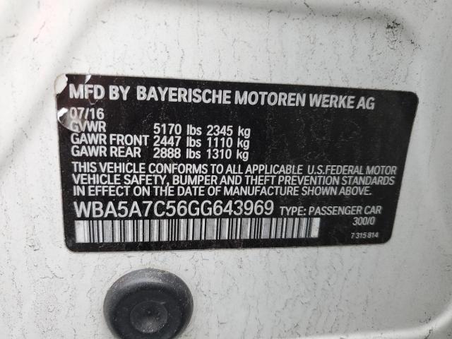 WBA5A7C56GG643969 - 2016 BMW 528 XI WHITE photo 12