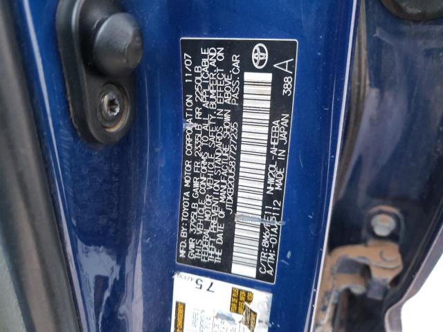 JTDKB20U587727235 - 2008 TOYOTA PRIUS BLUE photo 13