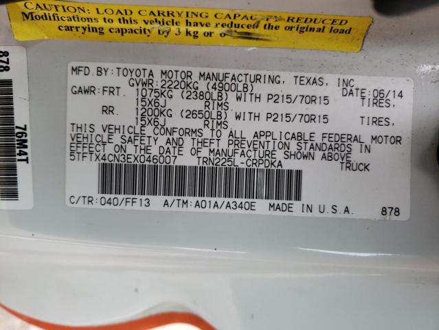 5TFTX4CN3EX046007 - 2014 TOYOTA TACOMA ACCESS CAB Қызғылт сары фото 12