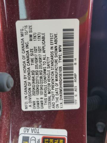 2HKRM3H49GH561606 - 2016 HONDA CR-V SE BURGUNDY photo 13