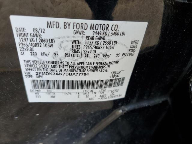 2FMDK3AK7DBA77784 - 2013 FORD EDGE SPORT BLACK photo 13