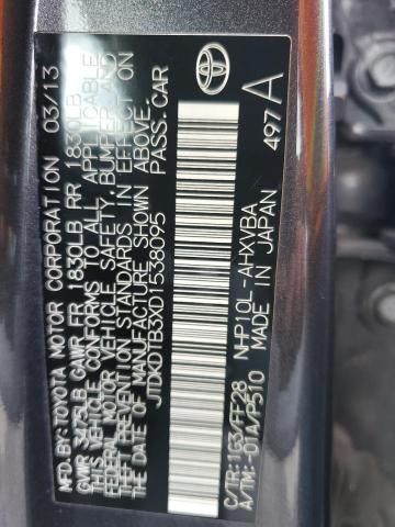 JTDKDTB3XD1538095 - 2013 TOYOTA PRIUS C GRAY photo 12